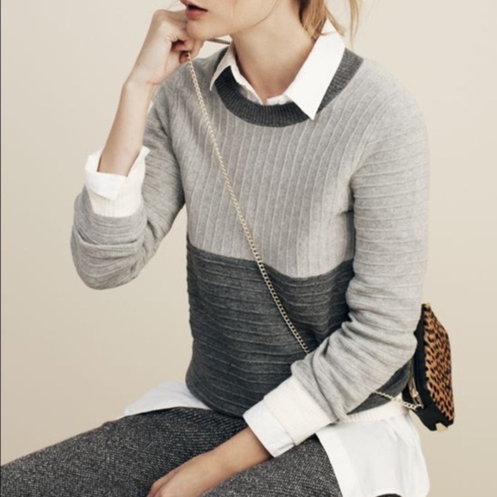 Madewell Color Block Linear Stitch Sweater